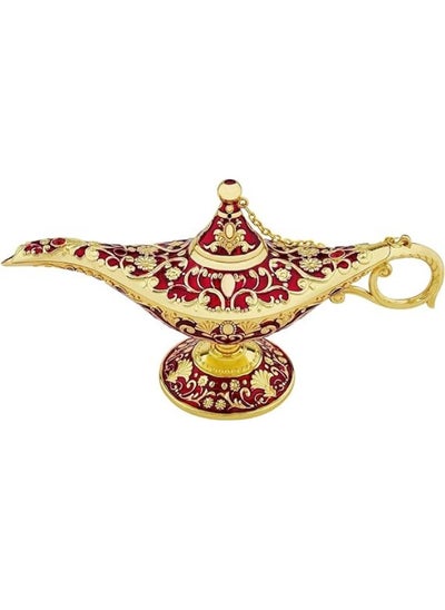 Buy Aladdin Genie Lamp - Wedding Table Festival Metal Craft - Tabletop Decor for Home - Perfect Gift for Party, Anniversary, Birthday (Red) in UAE