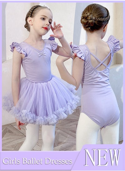 اشتري Toddler Girls Ballet Dresses Leotards with Skirt Dance Dress Ballerina Tutu Outfit Dress 120cm في الامارات