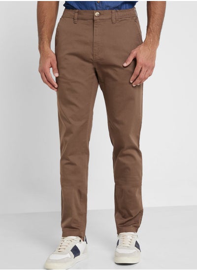 Buy Thomas Scott Men Mid-Rise Classic Slim Fit Trousers in UAE