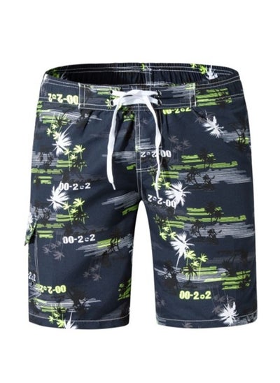 Buy Men's Printed Letters Beach Casual Shorts Swimwear Summer Green in UAE