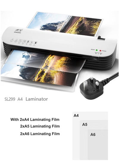 Buy SL299 Hot And Cold Laminating Machine, A4A5A6 Laminator Machine Set,  2 Roller System Thermal Laminator  with ABS Button for for Home Office School Use, 9 inches Max Width(With 6 Laminating Pouches) in Saudi Arabia