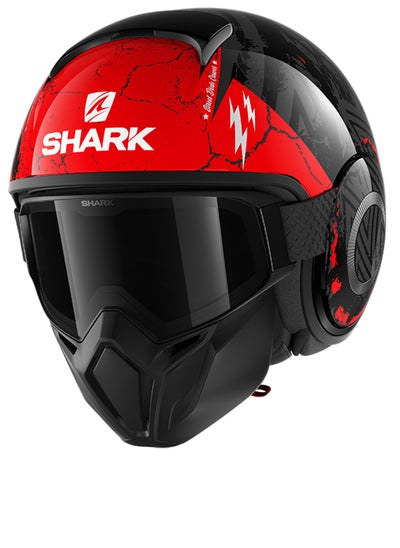 Buy Street-Drak Open Face Helmet Crower Black | Anthracite | Red in UAE