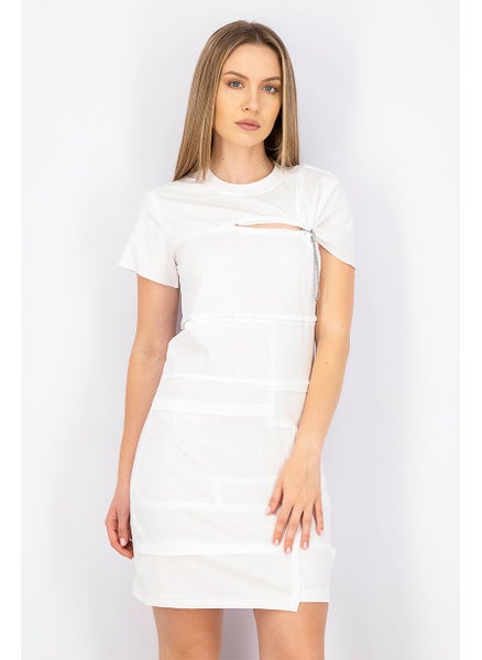 اشتري Women Textured Mini Dress, White في السعودية