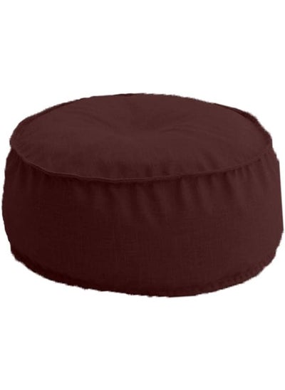 Buy New York Round Ottomans Floor Linen Cushion Wine Red in Saudi Arabia