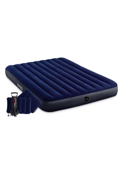 Buy Queen Dura-Beam Classic Downy Airbed W/ Hand Pump 152X203X25cm in UAE