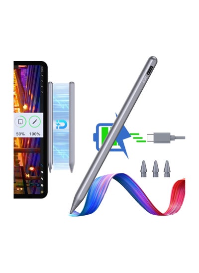 اشتري قلم ESR Stylus لجهاز iPad، قلم iPad بشحن لاسلكي مغناطيسي، قلم رصاص رقمي احترافي مع حساسية الإمالة ورفض راحة اليد لجهاز iPad Pro 12.9/11، iPad Air 3/4/5، iPad 7/8/9/10، فضي داكن في الامارات