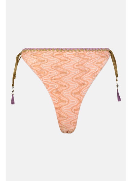 Buy Women Textured Bikini Bottom, Peach Combo in UAE