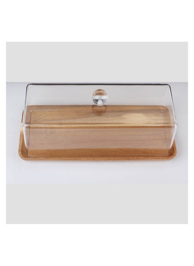 Buy Luxury design rectangular cake stand with transparent cover in Saudi Arabia