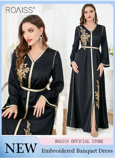 Buy Abaya Style Exquisite Embroidered Pattern Robe Loose Fitting Women'S Daily Casual Versatile Long Dress For Commuting Formal Dress in UAE