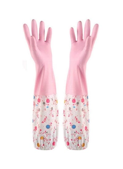 Buy "Pair of Long Sleeve Dishwashing Gloves, Non-Slip Wear-Resistant Latex Rubber Kitchen Gloves, Waterproof Cleaning Gloves to Protect Hands from Washing Dish, Effective Grip Rubber Gloves for Home Use and Kitchen Utensil Cleaning, Multi-Purpose Dishwashing Gloves Multicolor(Random Color Available) in Egypt