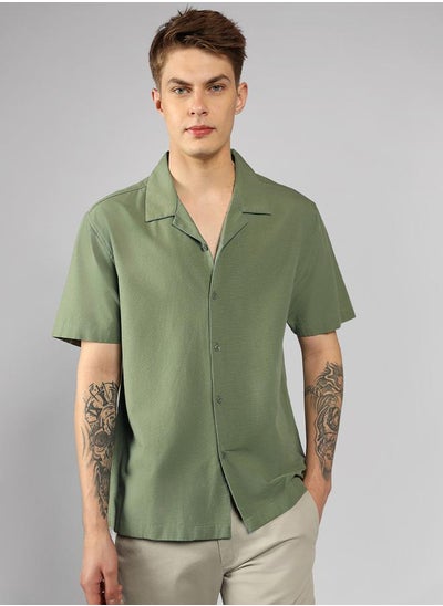 Buy Solid Casual Shirt with Button Placket in Saudi Arabia