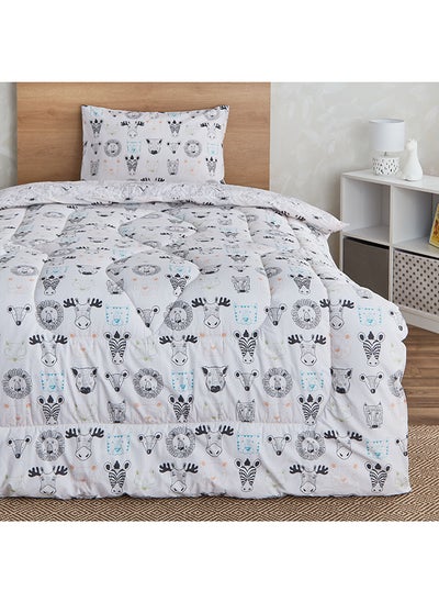 Buy Ron Zoological 2-Piece Cotton Twin Comforter Set 220 x 160 cm in UAE