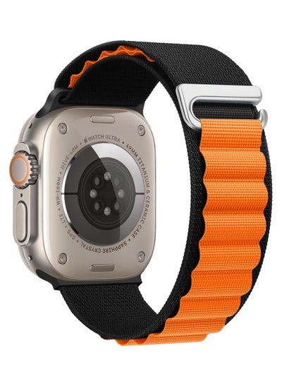 اشتري Alpine Loop strap for Apple watch band Ultra 49mm 44mm 45mm nylon bracelet Sport Strap with Metal Steel G‑Hook For iWatch series 7 6 5 4 8 Se - Black/orange في مصر