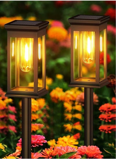 اشتري 2 Pack Solar Pathway Lights, Upgraded and Waterproof, Bright Solar Garden Lights, Solar Garden Decorative Solar Powered Landscape Lights for Walkway Driveway Lawn Patio Sidewalk Yard Décor في السعودية