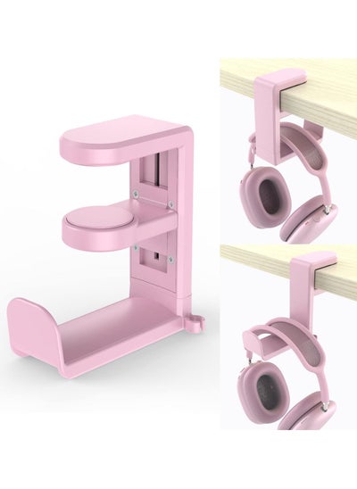 Buy Headset Headphone Hook Holder Hanger Mount, Headphones Stand with Adjustable & Rotating Arm Clamp (PINK)) in Egypt