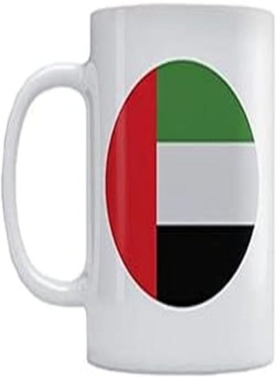 اشتري UAE Flag Printed Ceramic Mug, 350ml - White في مصر