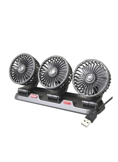 Buy Multifunctional 3-head USB car fan with strong wind vehicle accessories car fan in Saudi Arabia