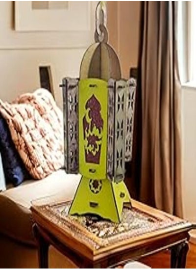 اشتري Ramadan Lantern Wood 4 Faces Yellow في مصر