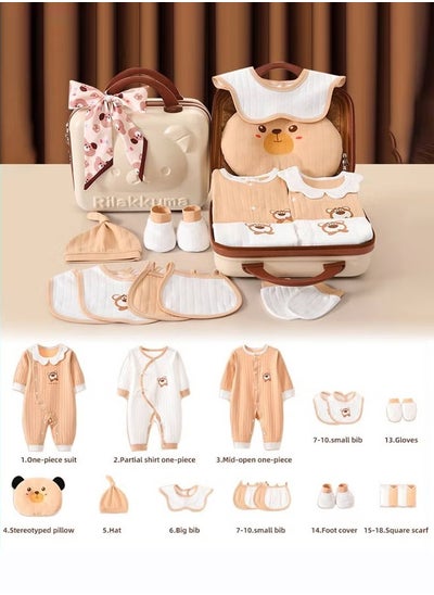 اشتري 20PCS Newborn Baby Gifts Set, Newborns Layette Gift for Girl Boys, Infant Essential Clothes Accessories, Premium Cotton Babies' Pant and Top Sets, with Beautifully Suitcase and Prints في الامارات