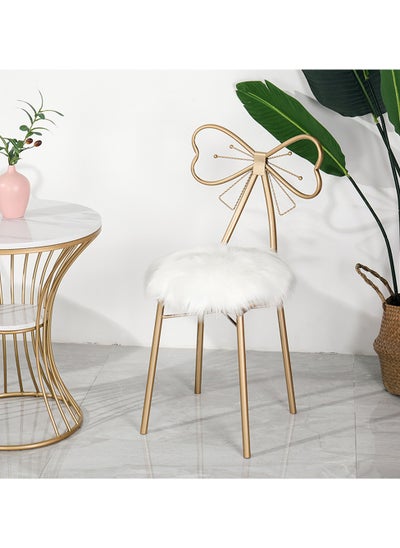 Buy Makeup Vanity Chair Stool with Butterfly Backrest Fluffy Makeup Chair Vanity Accent Modern Gold Chair Modern Dining Chairs Vanity Chair for Dressing Room Bedroom Beauty Room in UAE