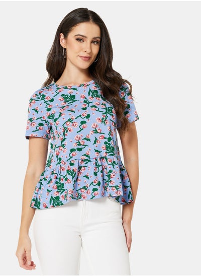 Buy Floral Print Peplum Top in UAE