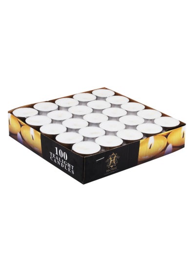 Buy 100 Pieces Set Tea Light Candle, White in UAE