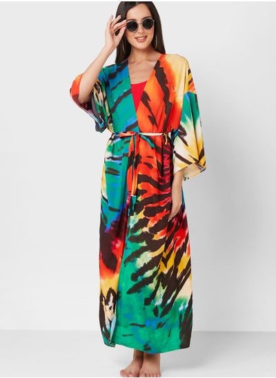 Buy Printed Tie Detail Coverup in UAE