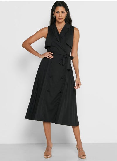 Buy Pleated Belted Dress in UAE