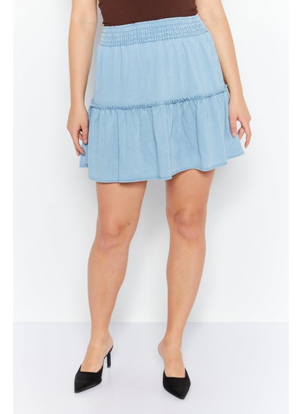 اشتري Women Plain Basic Mini Skirt, Blue في الامارات