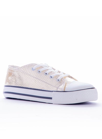 Buy Shiny Leather Lace-up Sneakers - Gold  KO-21 in Egypt