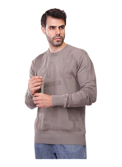 اشتري Coup Regular Fit Jacquard Pullover For Men Color Cafe في مصر