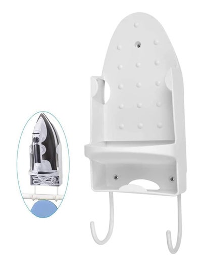 Buy Iron Wall Mount Ironing Board Hanger, Iron Rack Wall Mounted Ironing Board Storage Organizer for Holding Iron and Ironing Board, Iron Wall Mount with Attached Ironing Board Hooks (White) in Saudi Arabia