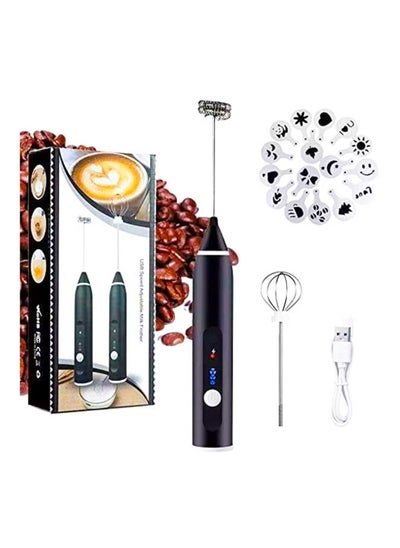 اشتري Electric Rechargeable Milk Frother Handheld With 3 Adjustable Speeds And 2 Stainless Whisks Egg Beater Mini Blender Drink Mixer for Coffee في الامارات