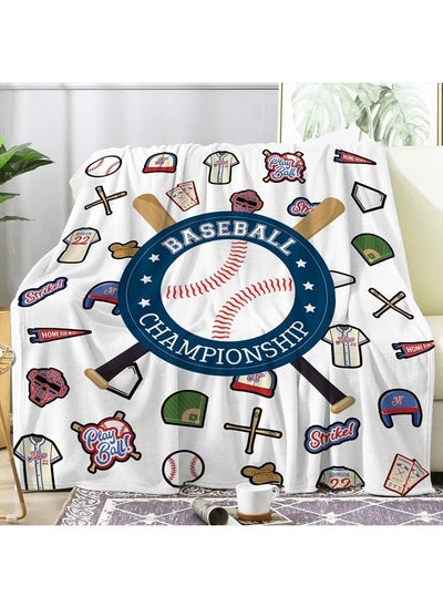 اشتري Baseball Blanket Soft Flannel Baseball Gifts for Kids Adults Sports Fans Cozy Sport Blanket for All Season Boys Men White Baseball Fleece Plush Throw Blanket for Bed Sofa Couch (50"x60") في الامارات