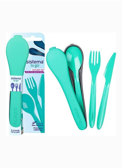 Buy Sistema Cutlery Set to Go Teal in UAE