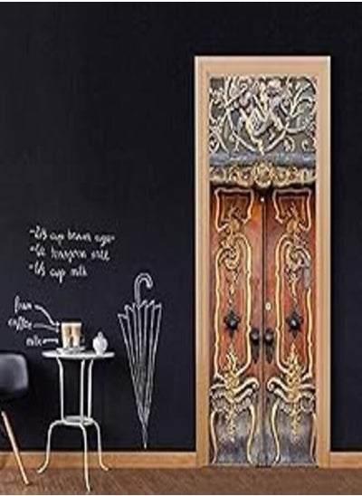 اشتري DIY Wallpaper Sticker Antique Entrance Door Sticker Self adhesive Wall Stickers Home decoration Gifts Bedroom Wallpapers في مصر