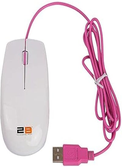 Buy 2B (MO16W) Optical wired mouse Piano finishing - White/Pink in Egypt