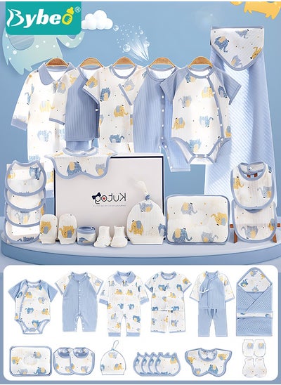 اشتري 22PCS Newborn Baby Gifts Set, Newborn Layette Gift Set, Baby Clothes Accessories Set for Boys and Girls, Premium Cotton, Perfect Gift Box for Spring Summer Autumn Winter Four Seasons في الامارات