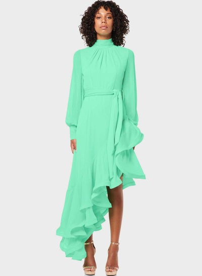 Buy Asymmetric Cut Pleated Dress in Saudi Arabia