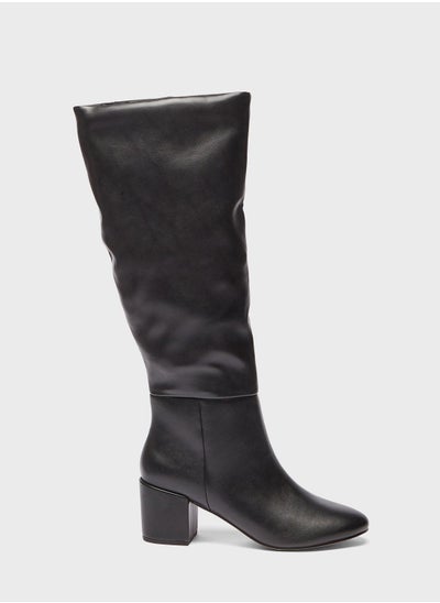 Buy Pointed Toe Mid Heel Knee Boots in UAE