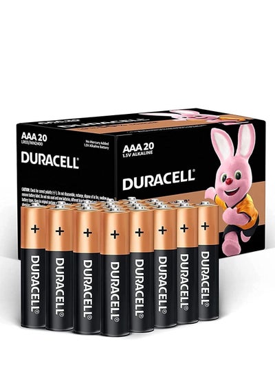 Buy Duracell - AAA 1.5V -Alkaline LR03 / MN2400 Batteries Long Lasting Power - Pack of 20 - 10 Years Shelf Life in UAE