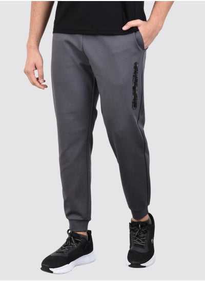 Buy Men's  Solid Double Knit Joggers - Grey in Saudi Arabia