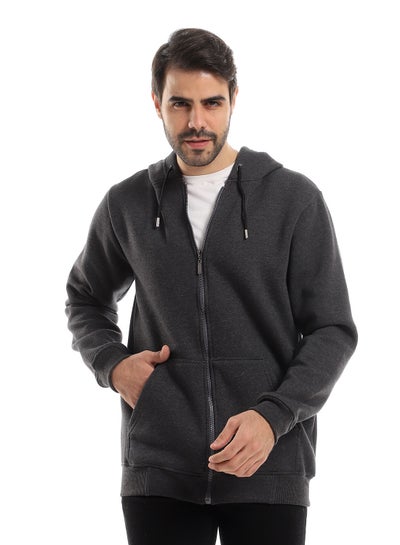 اشتري Everyday Hooded Sweatshirt With Side Pockets - Heather Grey في مصر