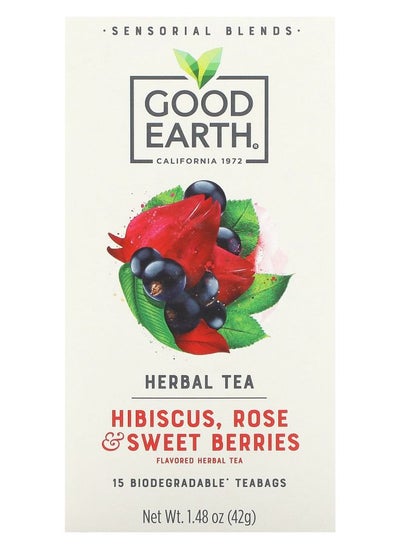 Buy Sensorial Blends Herbal Tea Hibiscus Rose & Sweet Berries 15 Biodegradable Teabags 1.48 oz (42 g) in UAE