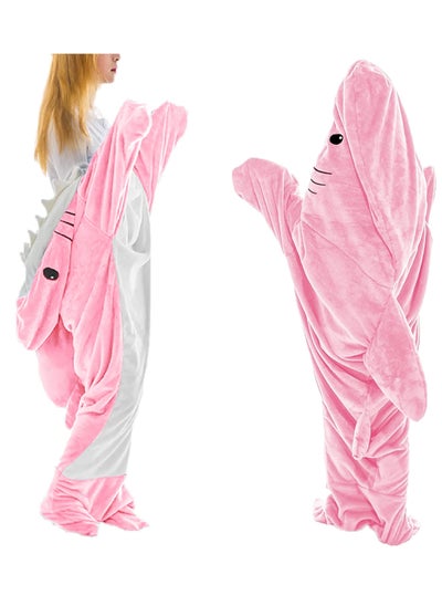 Buy Wearable Shark Blanket Hoodie, Whale Blanket for Adult Kids, Super Soft Cozy Flannel Wearable Blanket Hoodie, for Girls Interesting Blanket Gifts, Pink, One Size in UAE