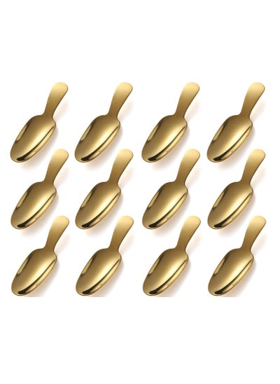 Buy Dessert Spoon, 12 Pieces Stainless Steel Salt Spoon Short Handle Coffee Scoop Mini Tea Spoons For Small Jars, Sugar, Honey, Spice, Ice Cream (12 X Gold) in UAE