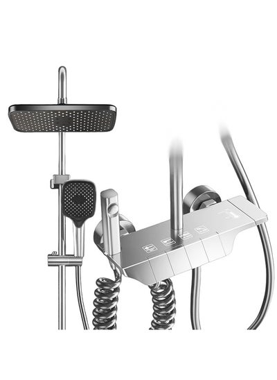 Buy Shower System Thermostatic, 4-Function Piano Key Wall-Mounted Shower Set, with 12" Shower Head, 3 Function Hand Shower, Bath Mixers and Bidet Sprayers Brass Body（Gun Gray） in UAE