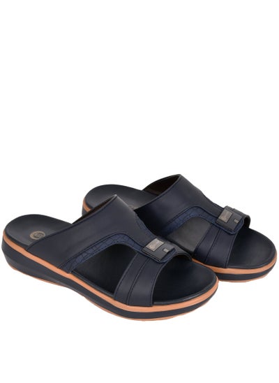 Buy Mens Patterned Strap Arabic Sandals Navy in UAE