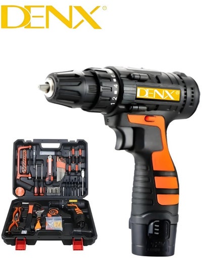 Buy Cordless Drill Set | Maximum diameter 10mm | Speed ​​800 rpm | Voltage 12V | Battery capacity is 1300 mAh in Saudi Arabia