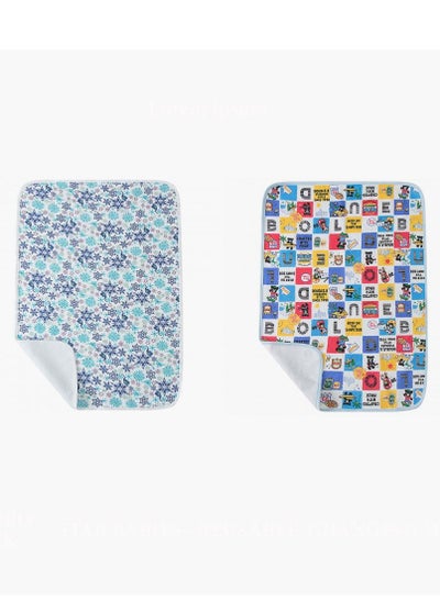 اشتري Reusable Changing mat - Printed Flower & Printed Blue-Pack of 2 في الامارات